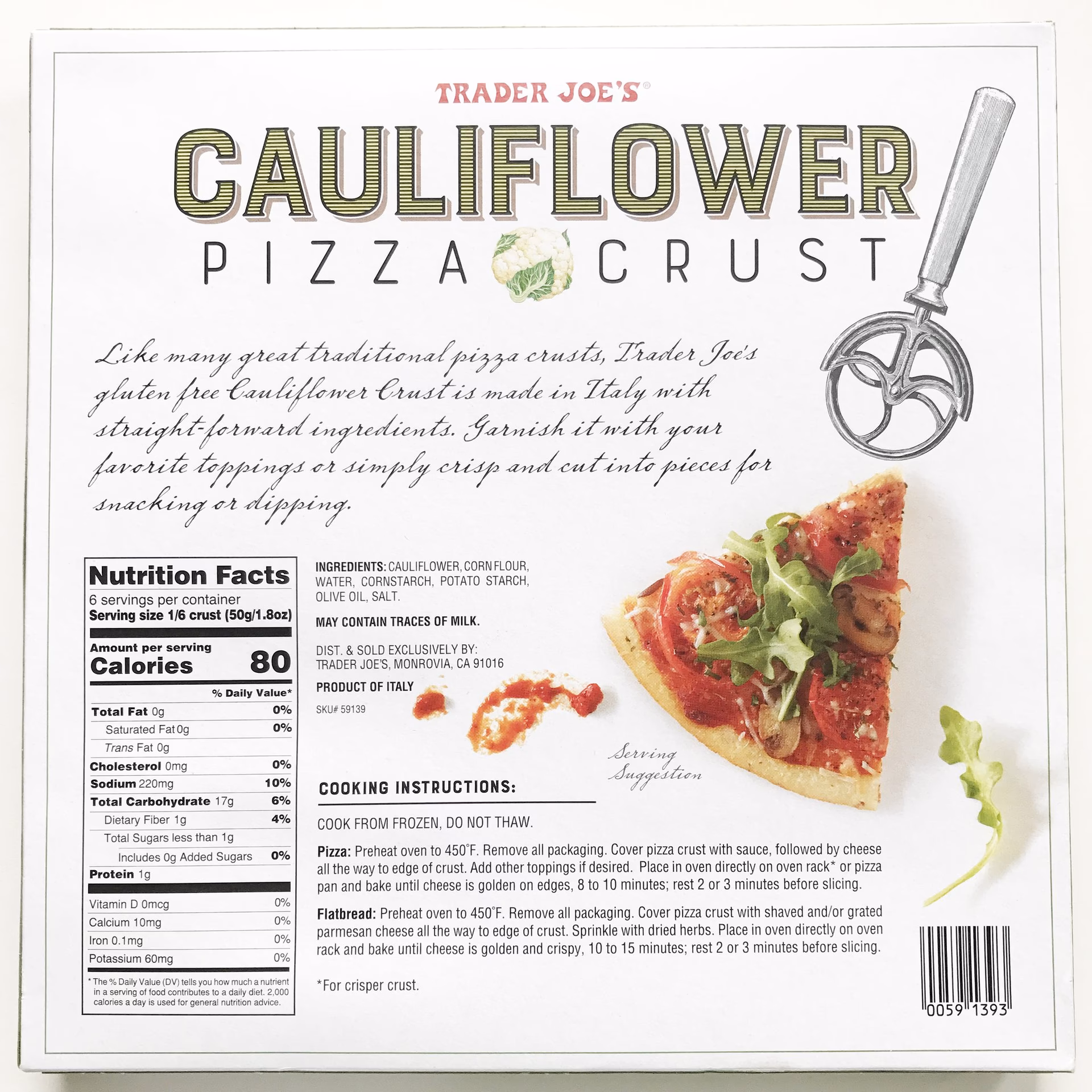 How many carbs are in cauliflower crust?