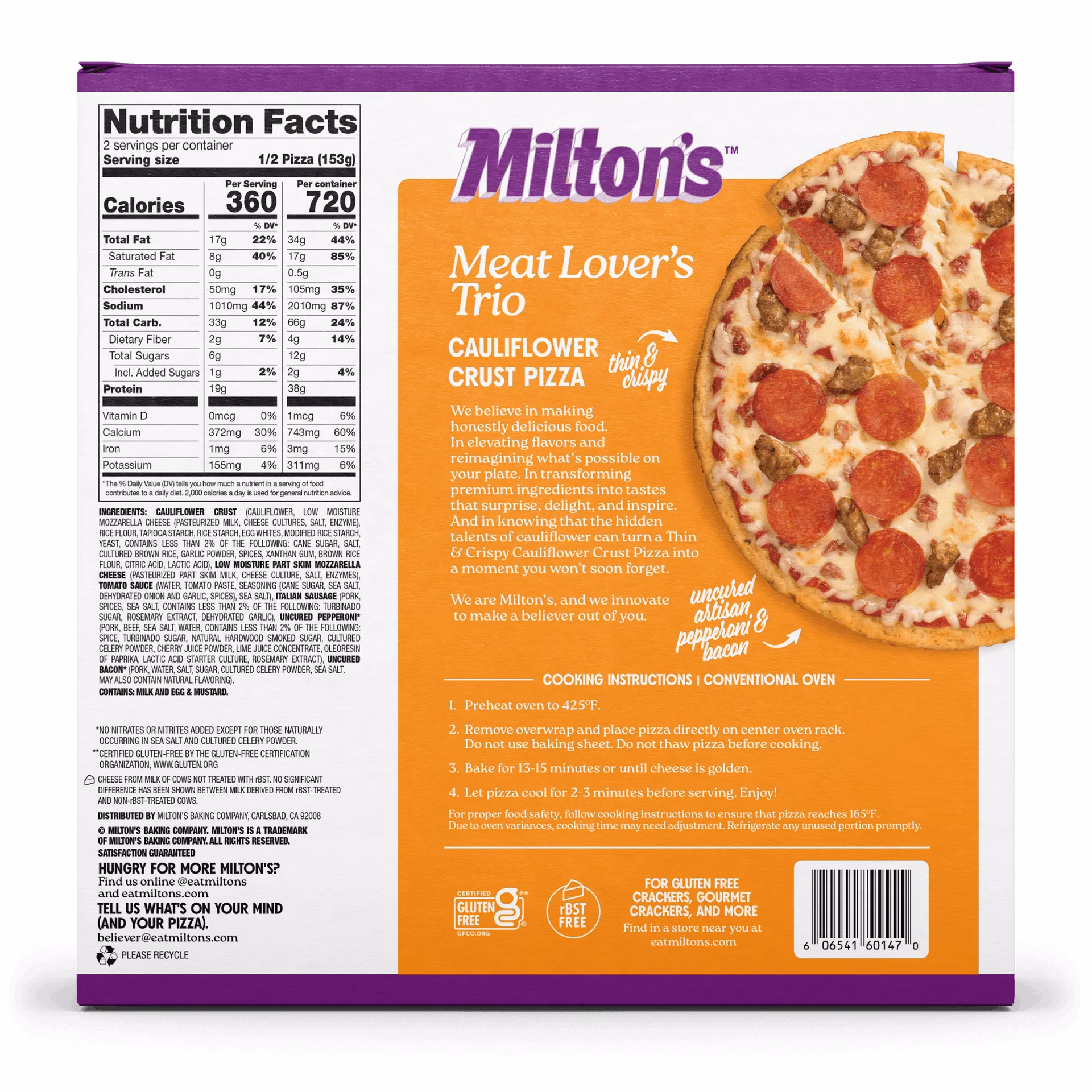 How many carbs are in cauliflower crust?