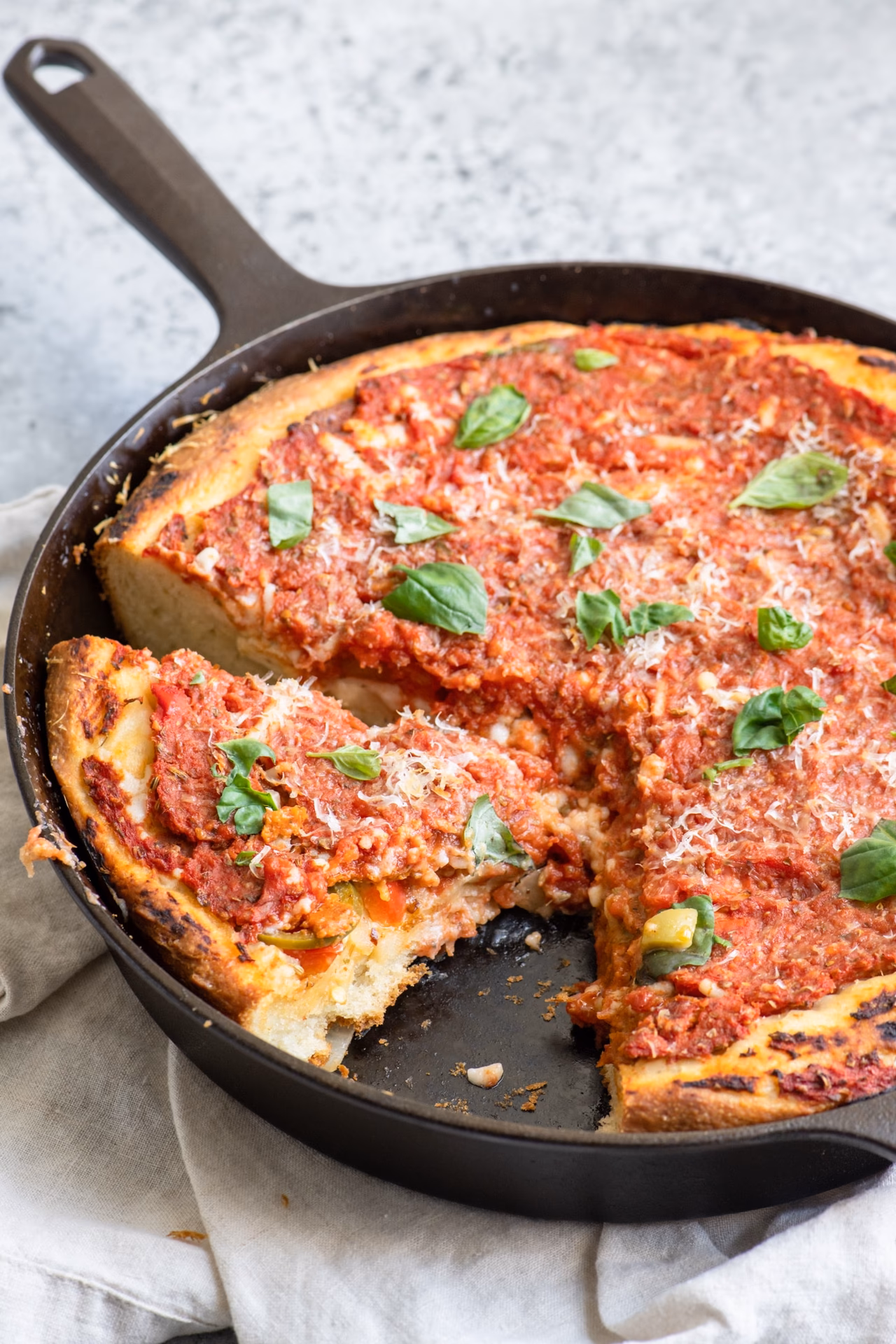 How do you cook a Chicago-style pizza?
