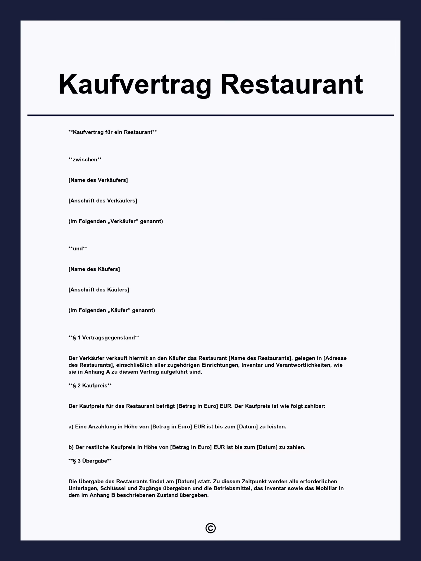 Welche Gegenstände umfasst der Kaufvertrag?