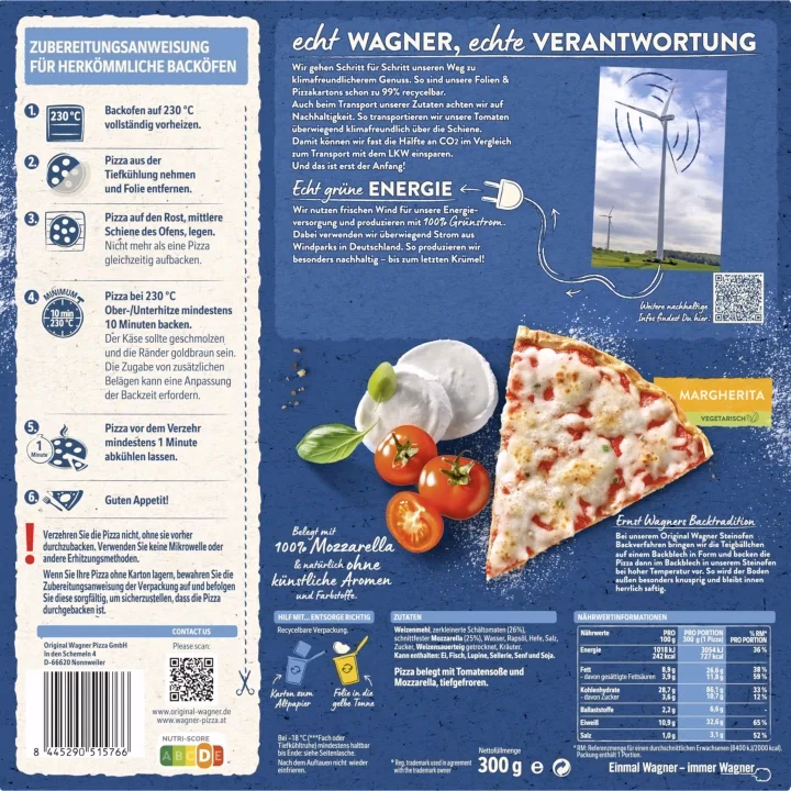 Wie viele Kalorien hat eine Pizza Margherita?