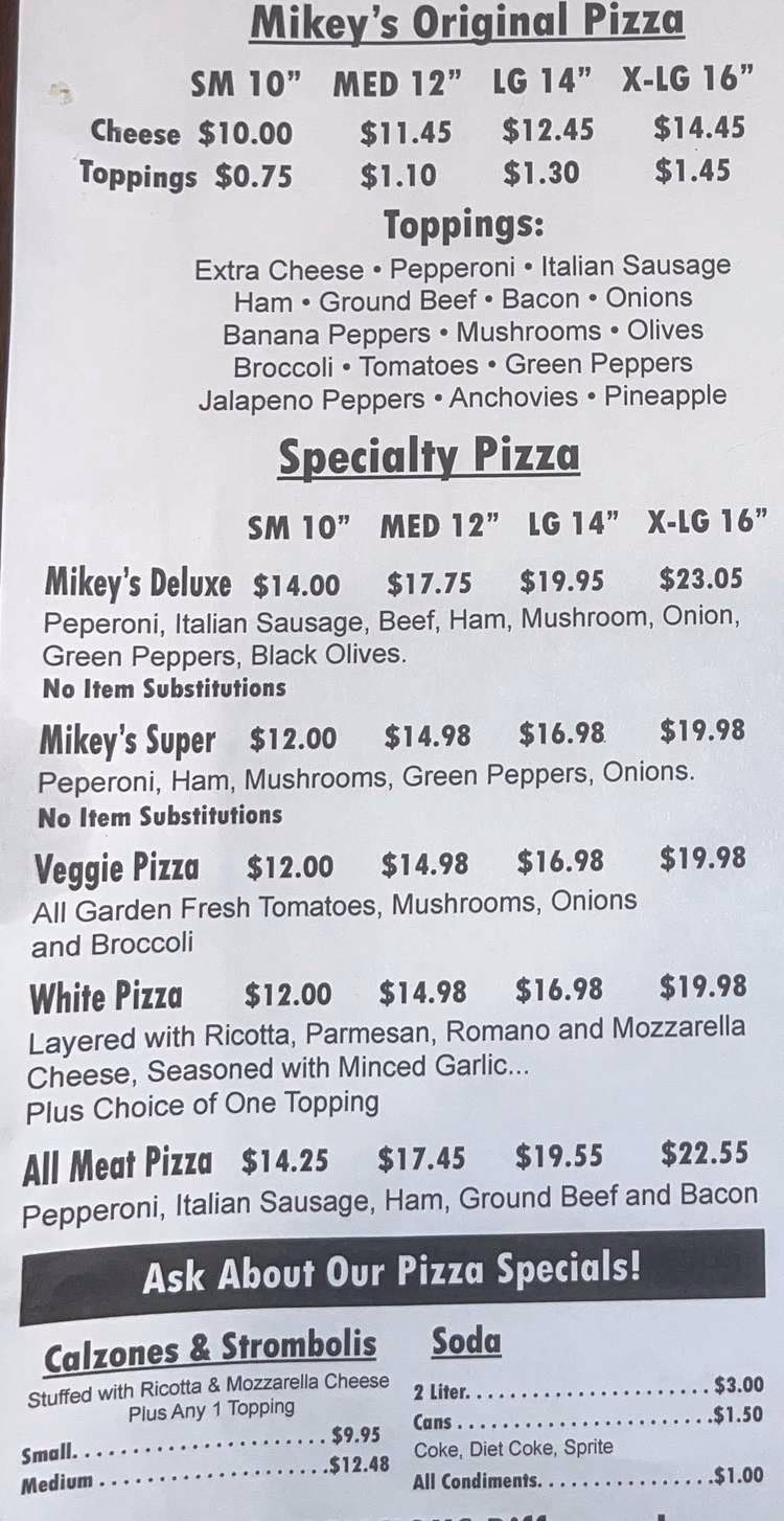 Is Mikey's a good place to eat pizza in Springfield?