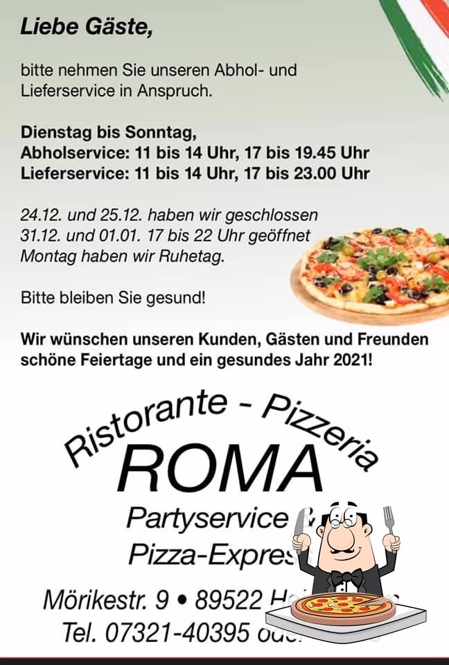Wie viele Gerichte hat die Speisekarte von Pizzeria Roma Pizza Express?