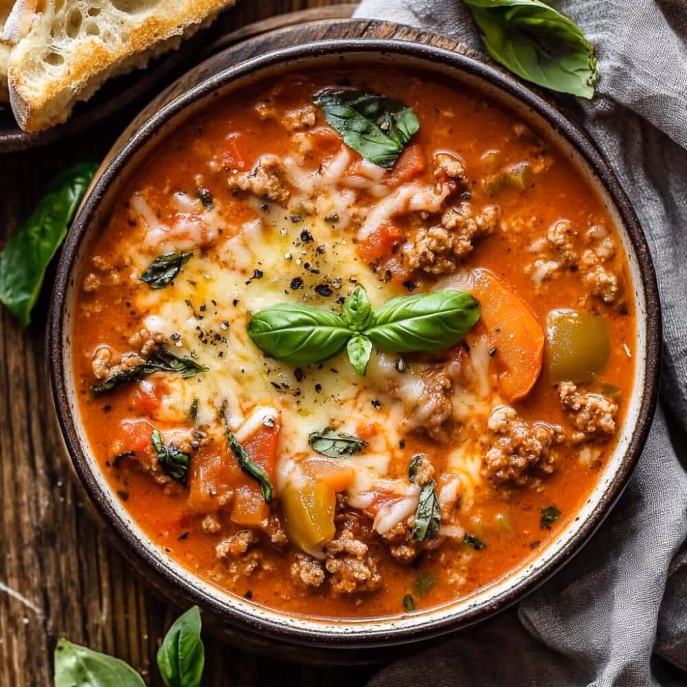 Wie macht man eine pizzasuppe?