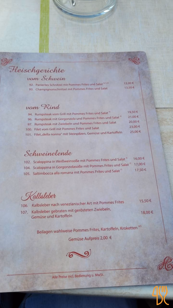Wie heißt die Pizzeria in Hof?