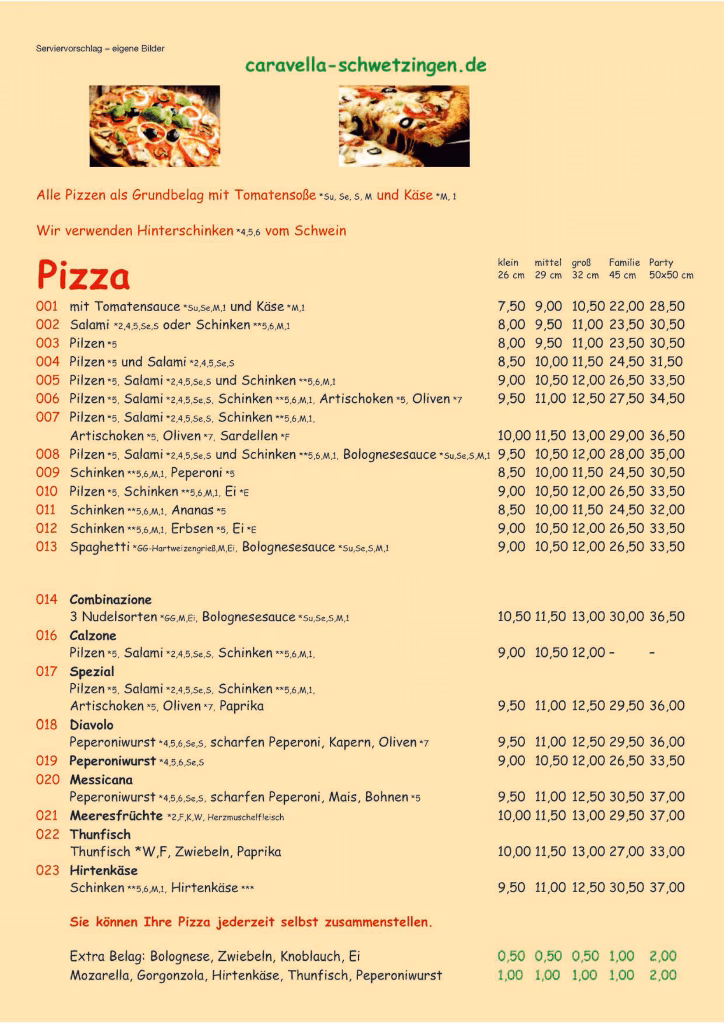 Wie heißt die Pizzeria in Schwetzingen?
