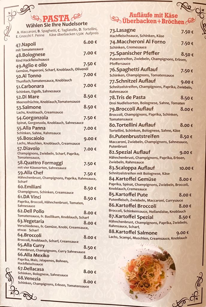 Wie viel kostet eine Pizza da Vinci?