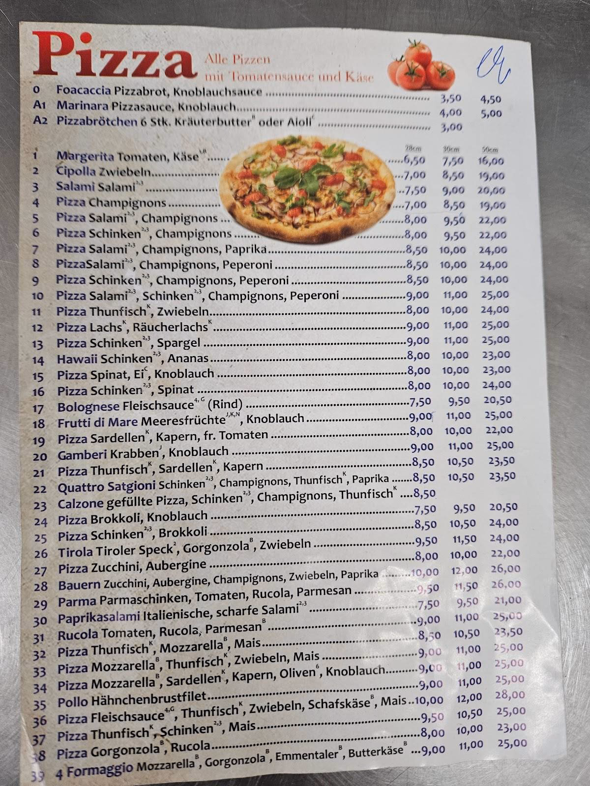 Wann ist der Bearbeitungsstand der Speisekarte von Pizzeria Gardasee?