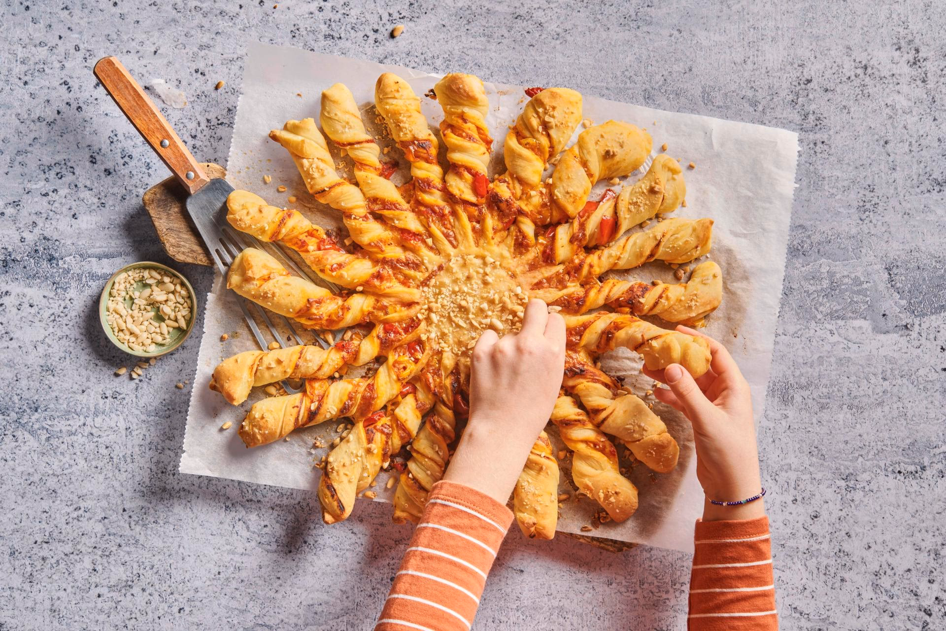 Wie mache ich eine Pizza-Sonne?