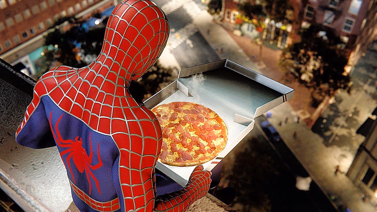 What is the pizza theme in Spiderman 2?