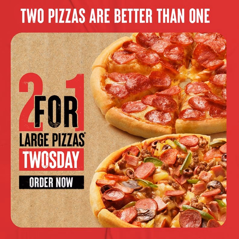 How do I buy a pizza on two for Tuesday?