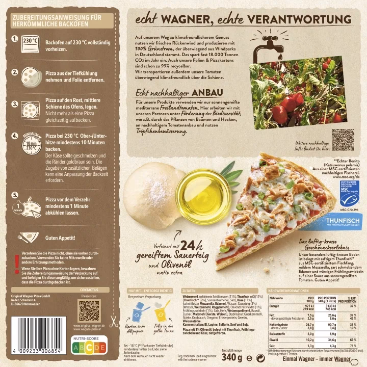 Wie lange kann man Wagner Pizza aufbewahren?